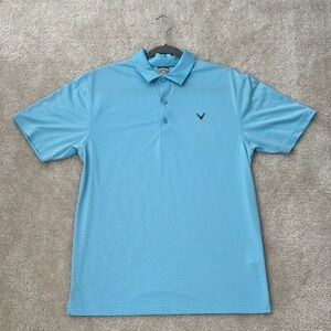 Callaway Men's Light Blue Striped OPTI-DRI Polo Shirt